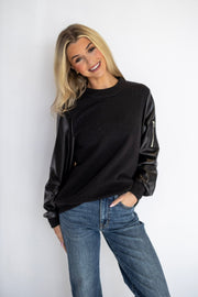 MAGGIE LEATHER SLEEVE TOP