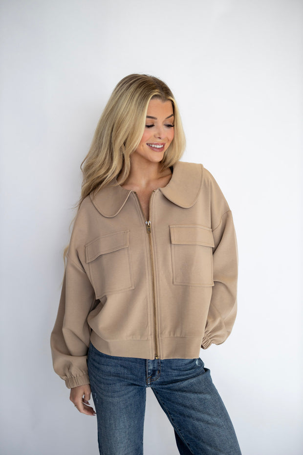 SUEDE SCOOP COLLAR JACKET