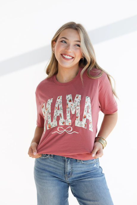 MAMA BOW FLORAL TEE
