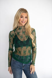 LONG SLEEVE FLORAL LACE TOP