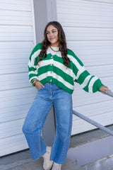 Stripe Cardi Button Sweater