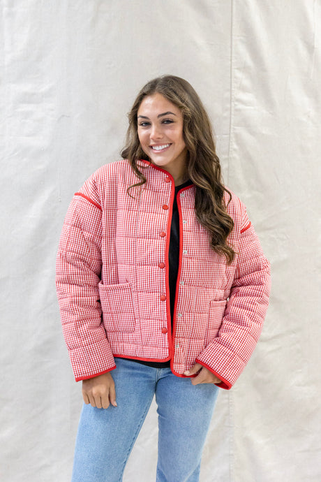 GINGHAM QUILTED JACKET