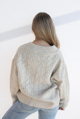 VNECK CABLE LONG SLEEVE TOP