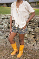 Camo Stretch Clean High Rise Dad Shorts