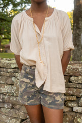 Camo Stretch Clean High Rise Dad Shorts