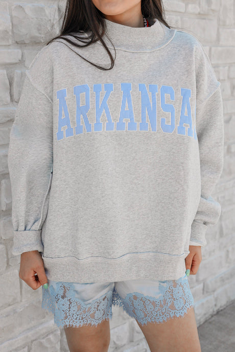 AR Pinstripe Embroidered Mock Neck