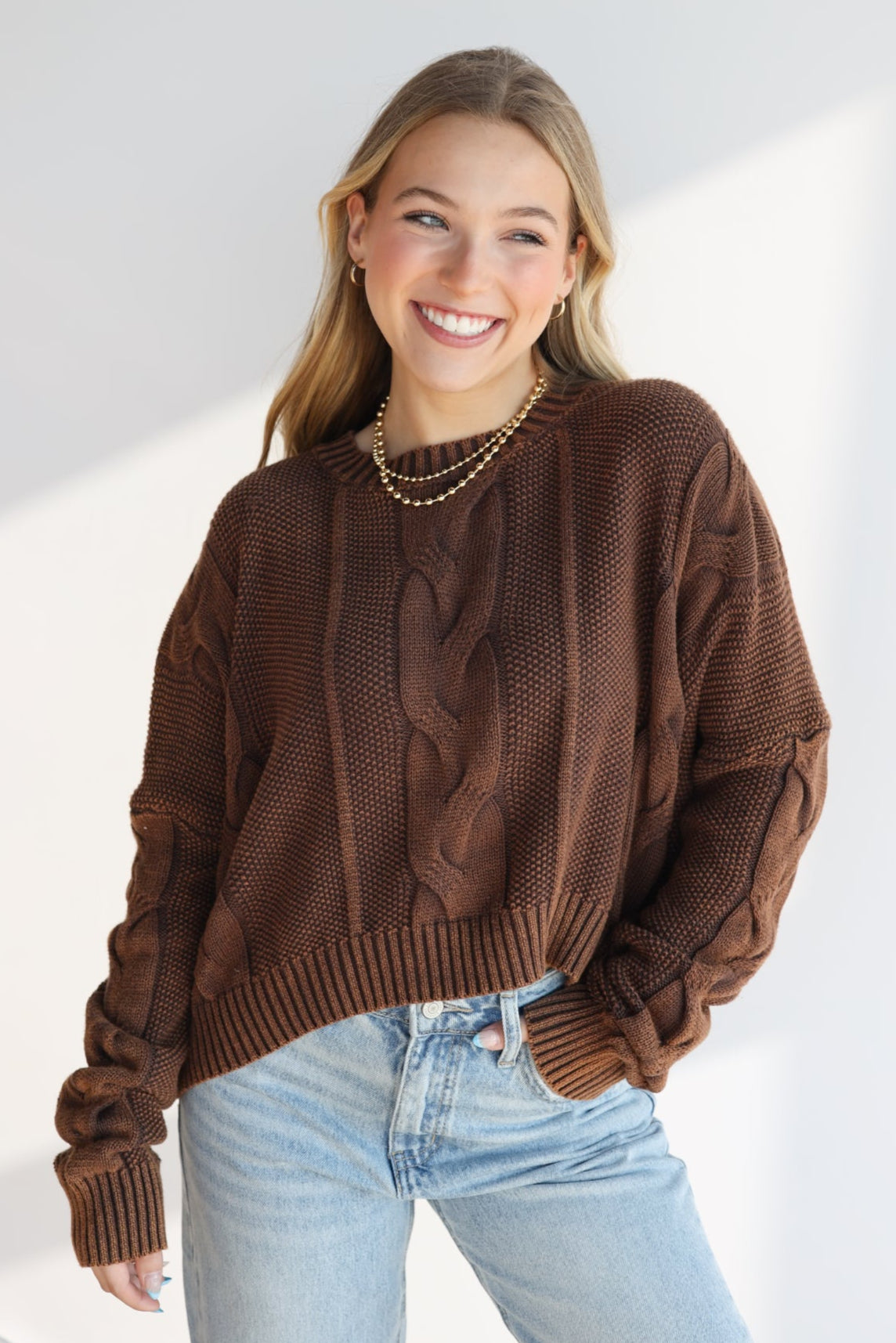 MINERAL CABLE KNIT TOP