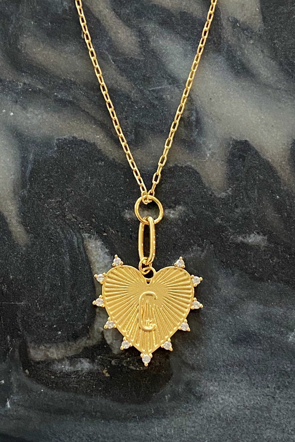 Initial Hanging Heart Necklace (All Letters)