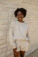 Stripe Elastic Waist Knit Short (Grey)