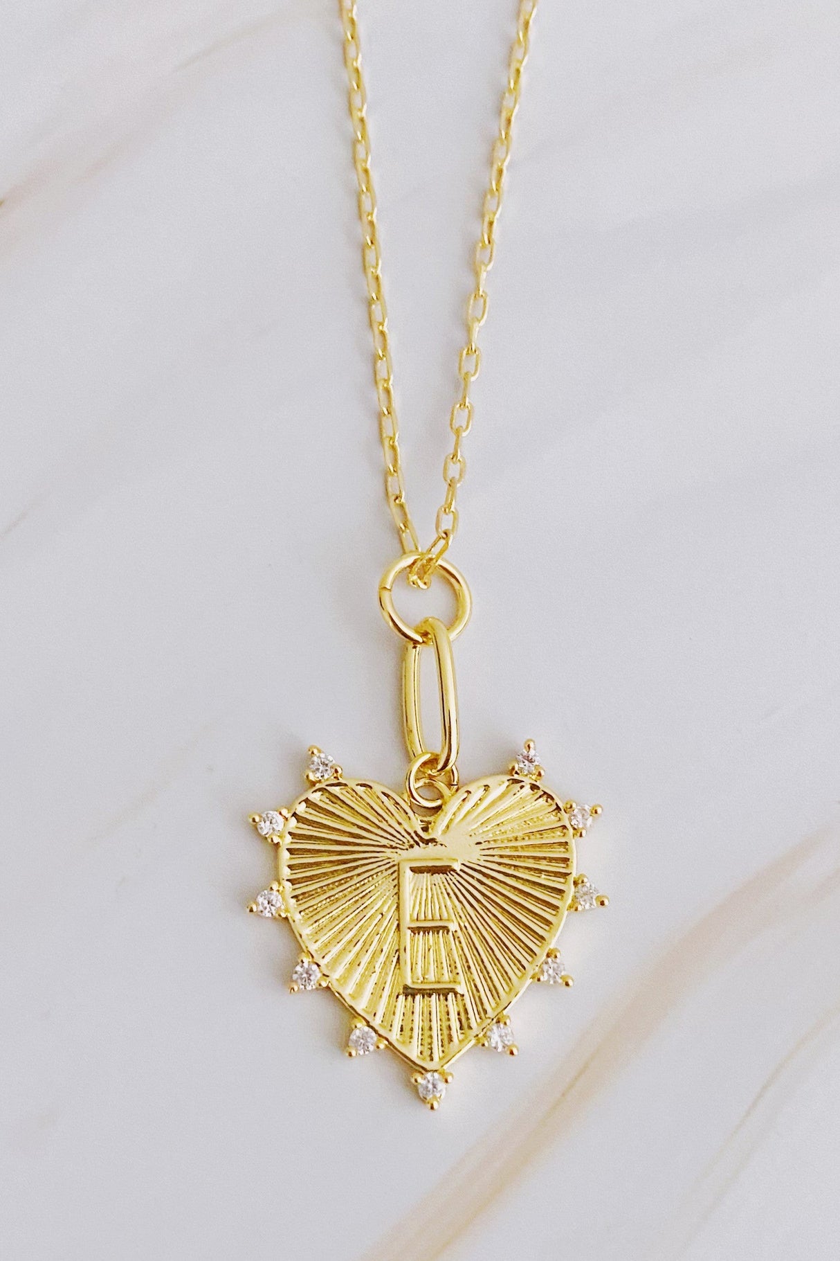 Initial Hanging Heart Necklace (All Letters)