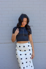 Satin Skirt In Polka Dot