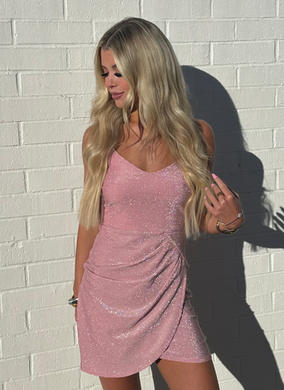 GLITTER PLEAT BODYCON DRESS