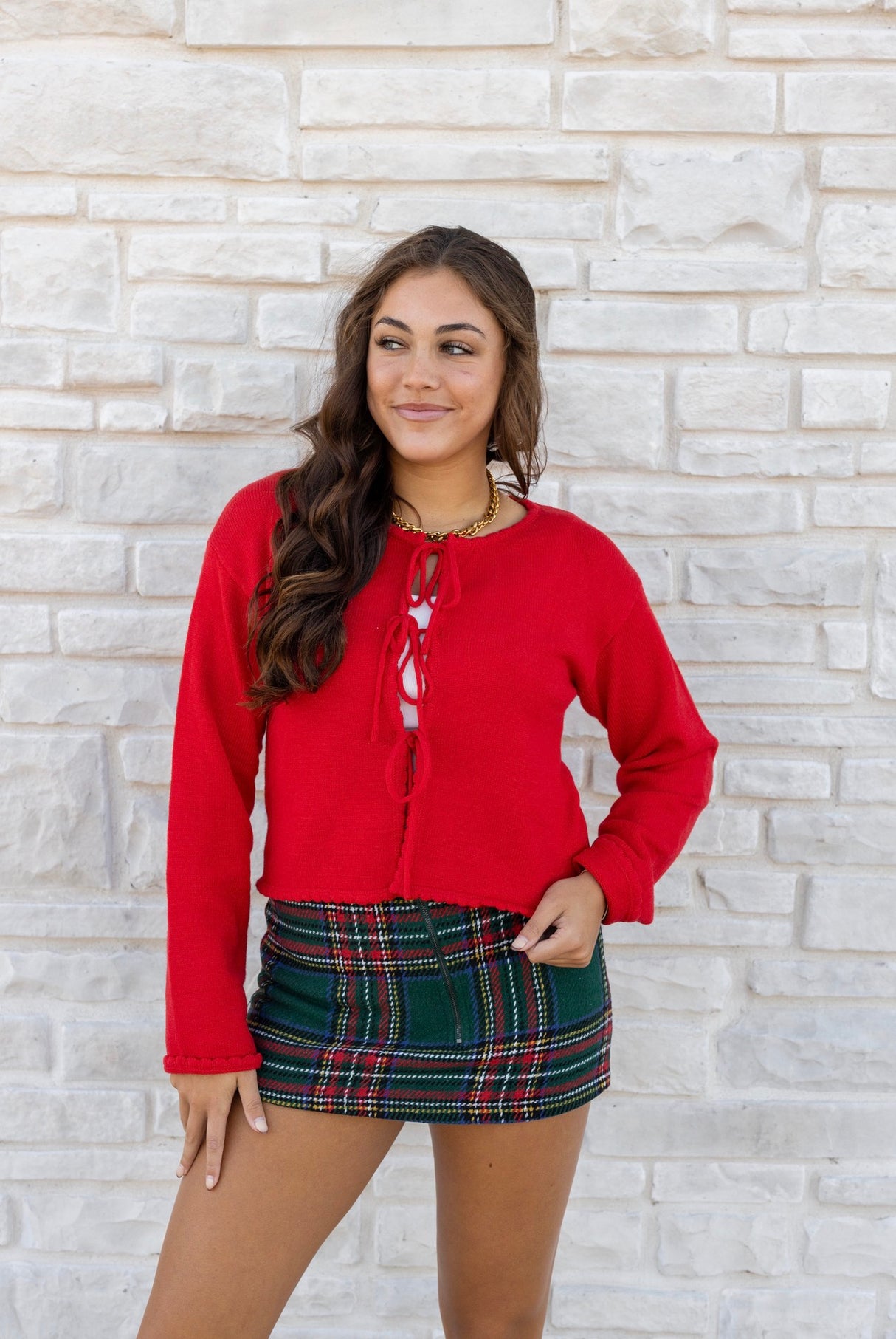 PLAID ZIPPER SKORT