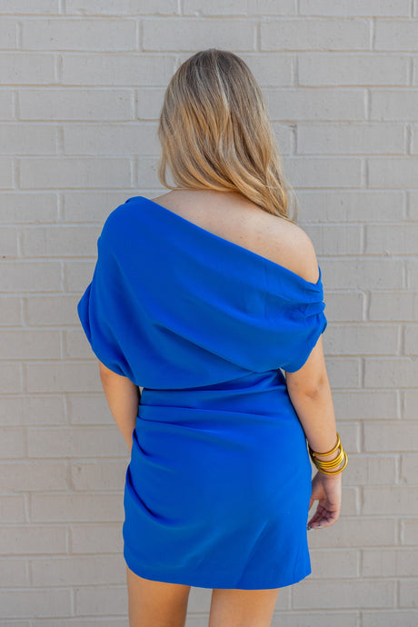 Asymmetric Draped Mini Dress