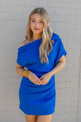 Asymmetric Draped Mini Dress