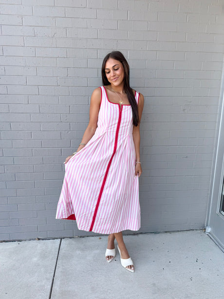 Striped Sleeveless Midi Dress