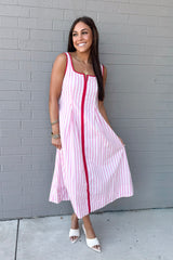 Striped Sleeveless Midi Dress