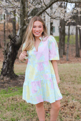 Brisa Split Neck Shift Dress