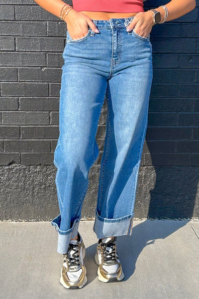 CUFFED HR WIDE JEAN