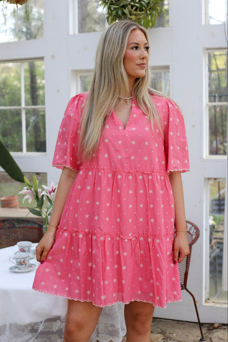 Asbury Split Neck Shift Dress