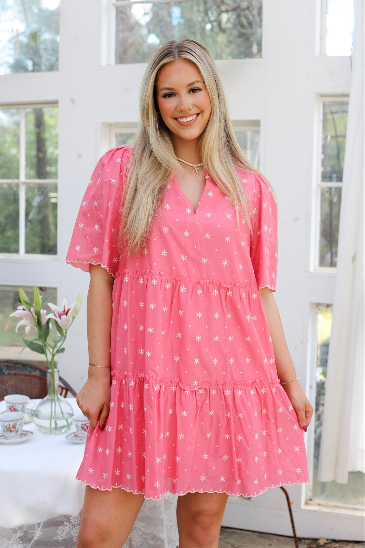 Asbury Split Neck Shift Dress