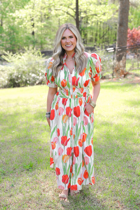 Floral Tulip Puff Dress