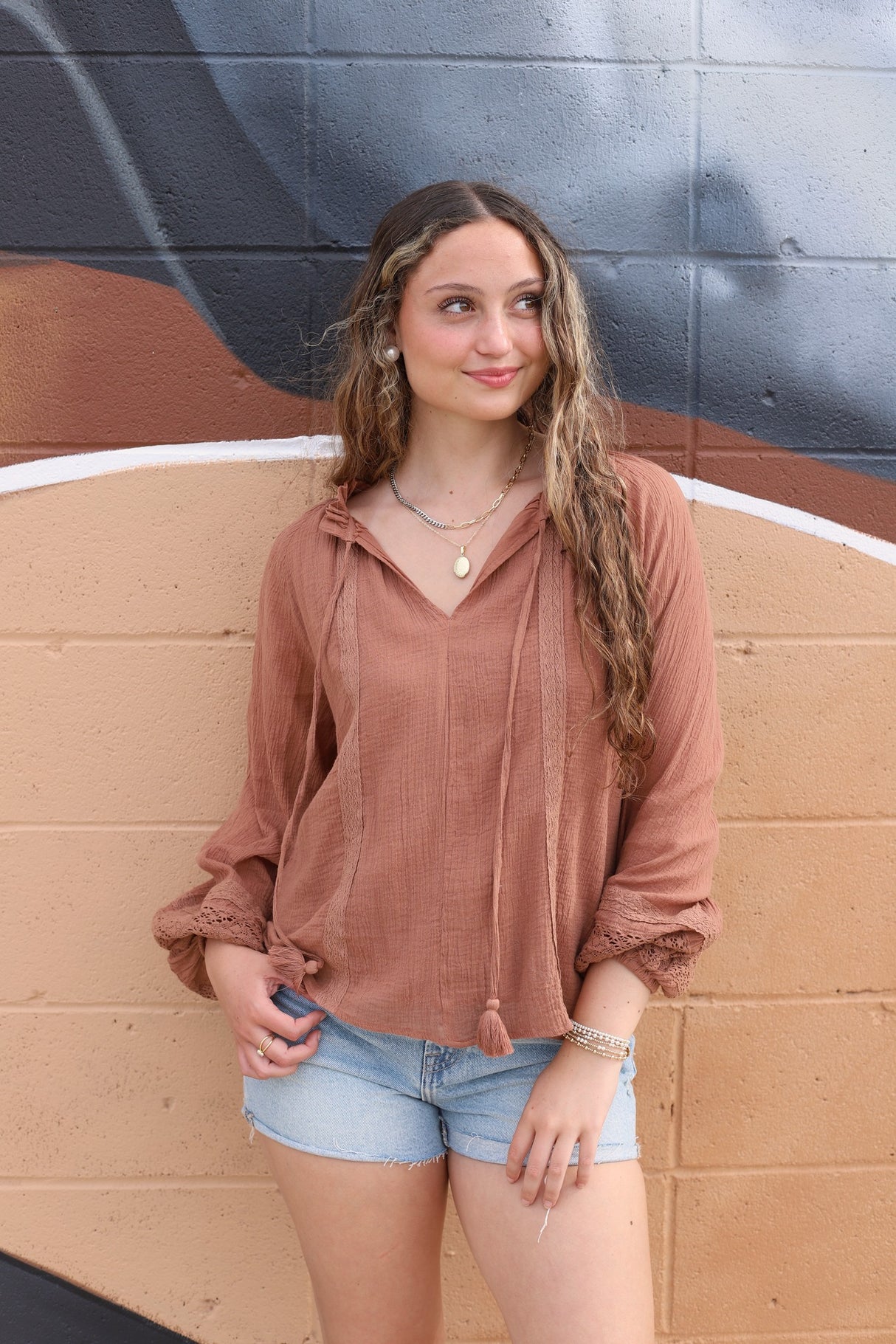 Long Sleeve V-Neck Flowy Top