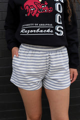 Stripe Elastic Waist Knit Short (Grey)