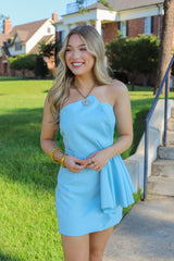 Strapless Draped Mini Dress