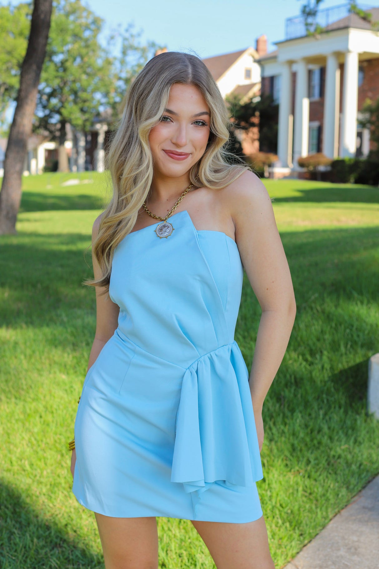 Strapless Draped Mini Dress