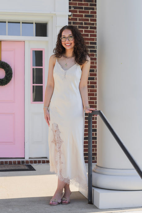 Crinkled Satin Laced Cami Dress
