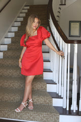 Puff Sleeves Open Back Mini