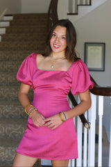 Puff Sleeves Open Back Mini