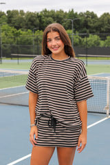 Short Sleeve Round Neck Oversized Stripe T-Shirt