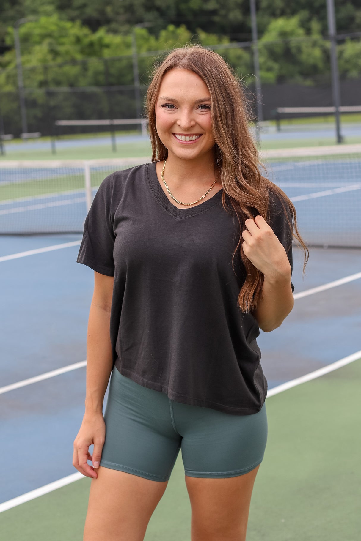 Pima Cotton Blend V-Neck Tee