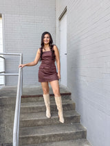 Suede Pocket Mini Dress
