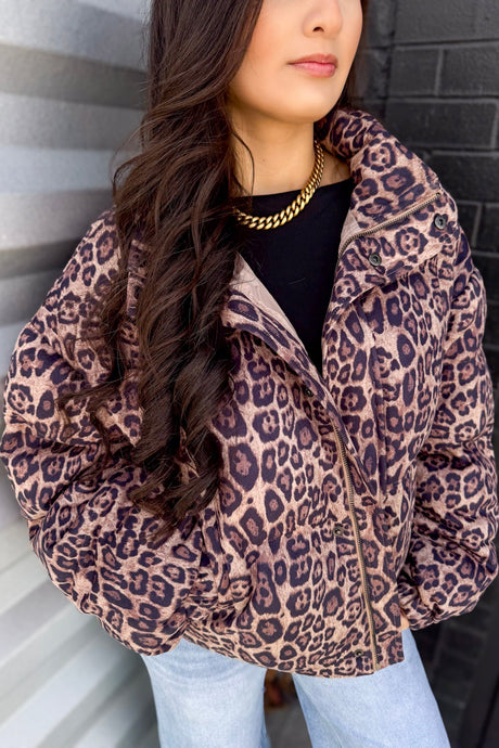 LEOPARD QUILTED PUFFER