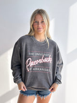 RAZORBACK SCRIPT CORDED SWEATSHIRT