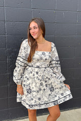 FLORAL BUBBLE SLEEVE DRESS