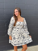 FLORAL BUBBLE SLEEVE DRESS