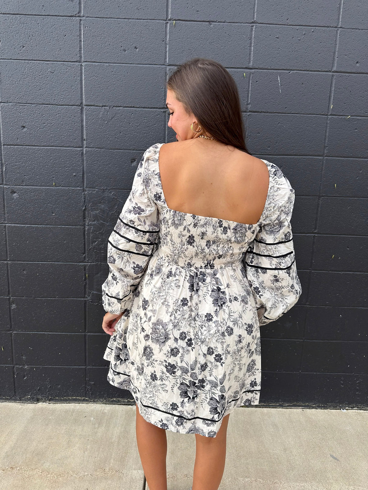 FLORAL BUBBLE SLEEVE DRESS