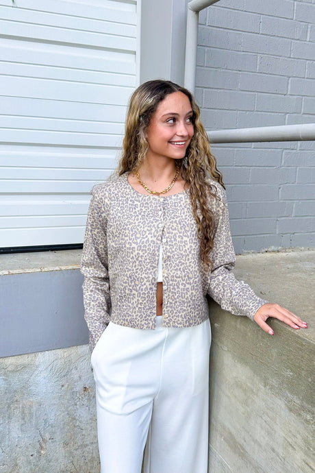 LEOPARD BUTTON UP CARDIGAN
