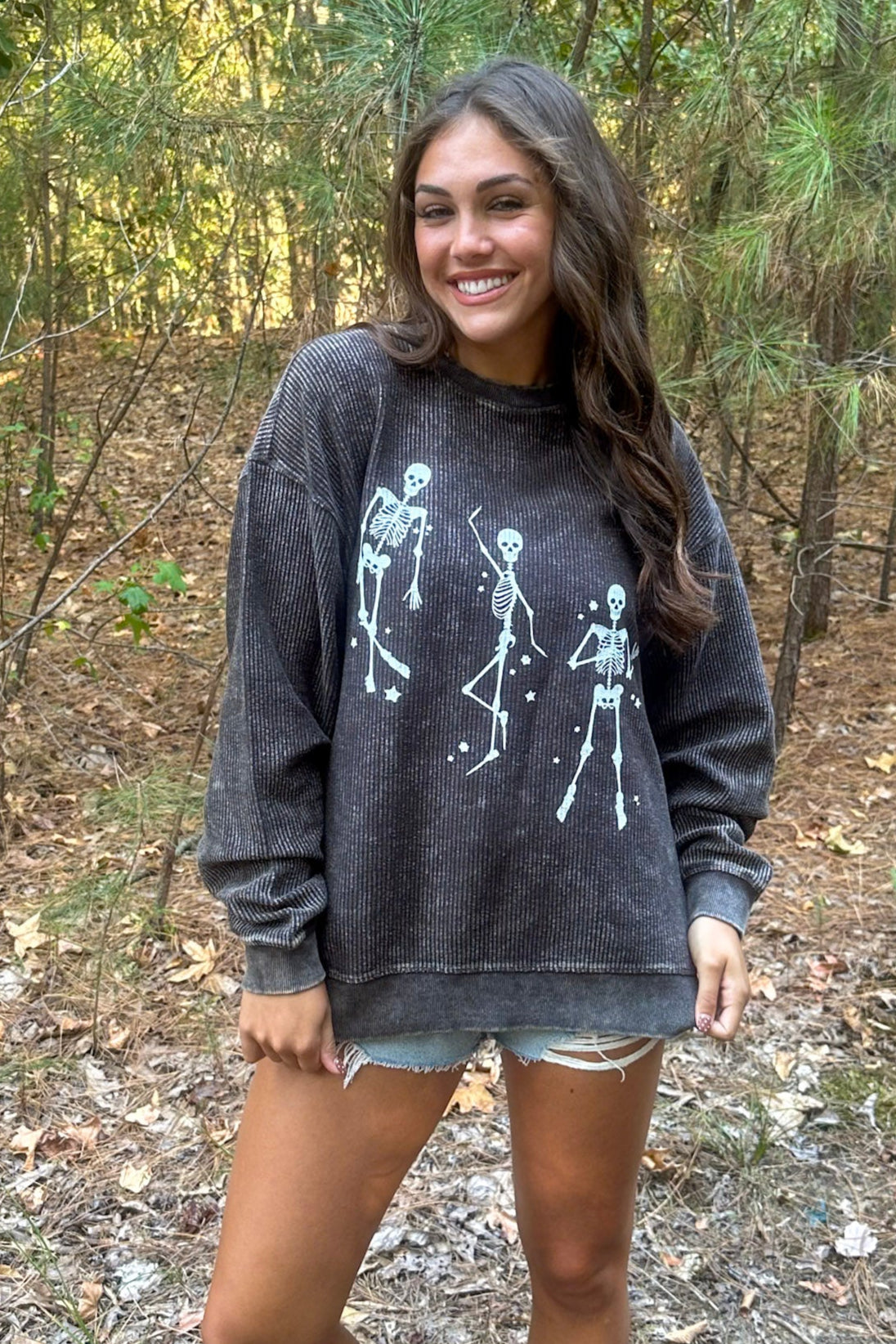 DANCING SKELETON CORDED SWEATSHIRT