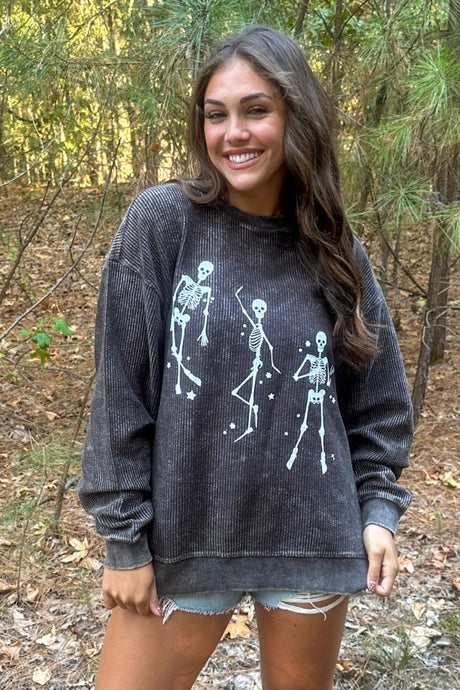 DANCING SKELETON CORDED SWEATSHIRT