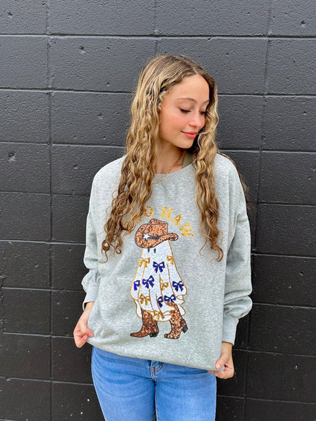 BOO HAW GHOST SPARKLE SWEATSHIRT