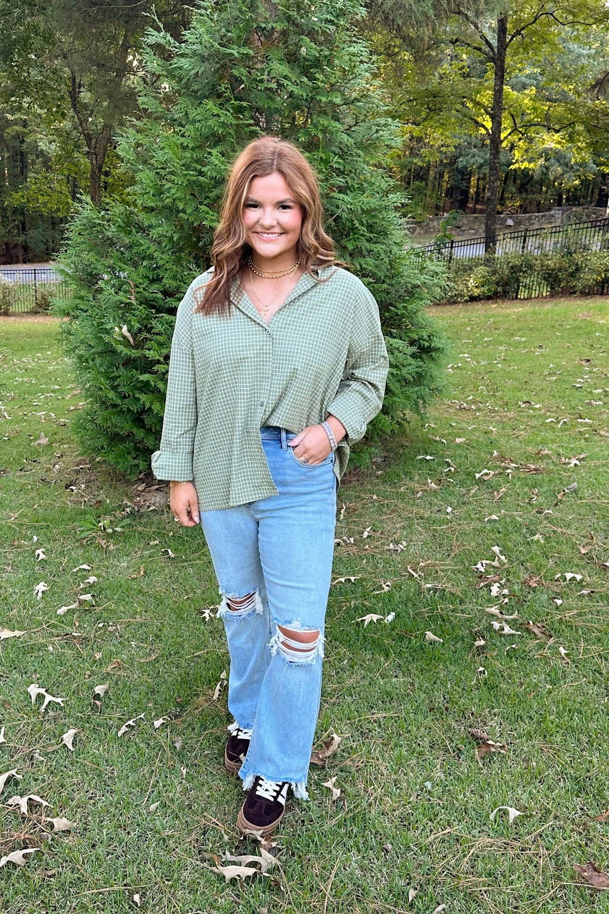 PLAID CHECK OVERSIZED TOP