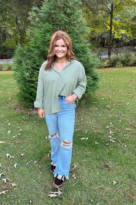 Plaid Check Oversized Top