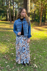 PAISLEY PRINT PLEATED MIDi SKIRT
