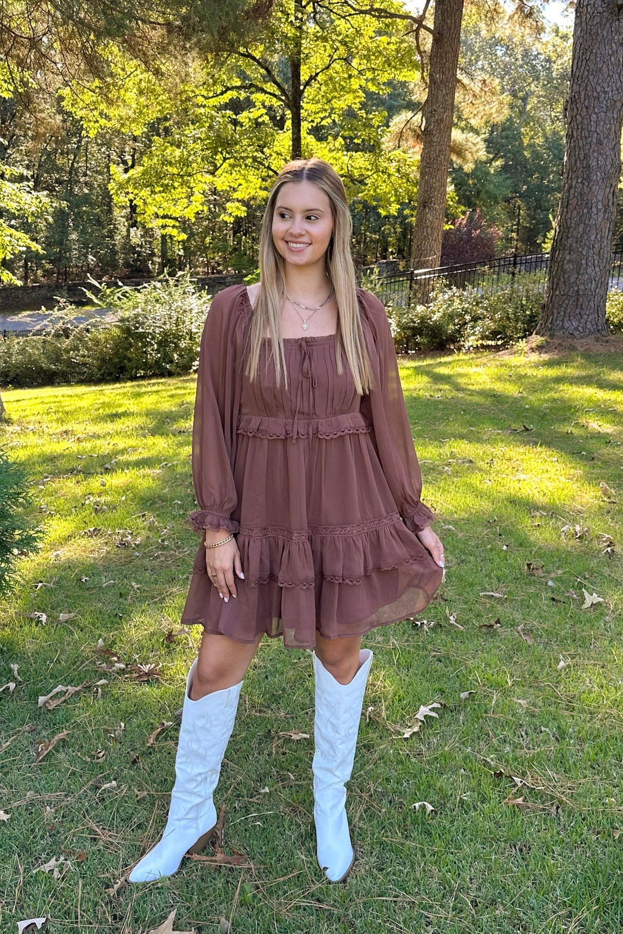 TIERED CHIFFON MINI DRESS