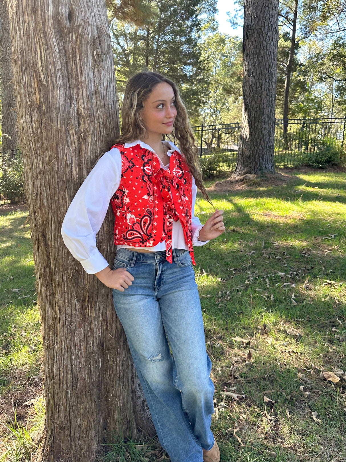 PAISLEY TIE FRONT VEST